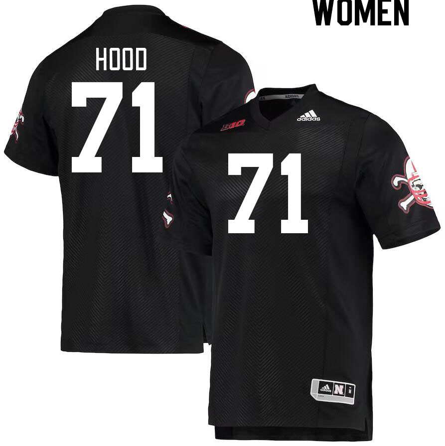 Women #71 Jacob Hood Nebraska Cornhuskers College Football Jerseys Stitched Sale-Black